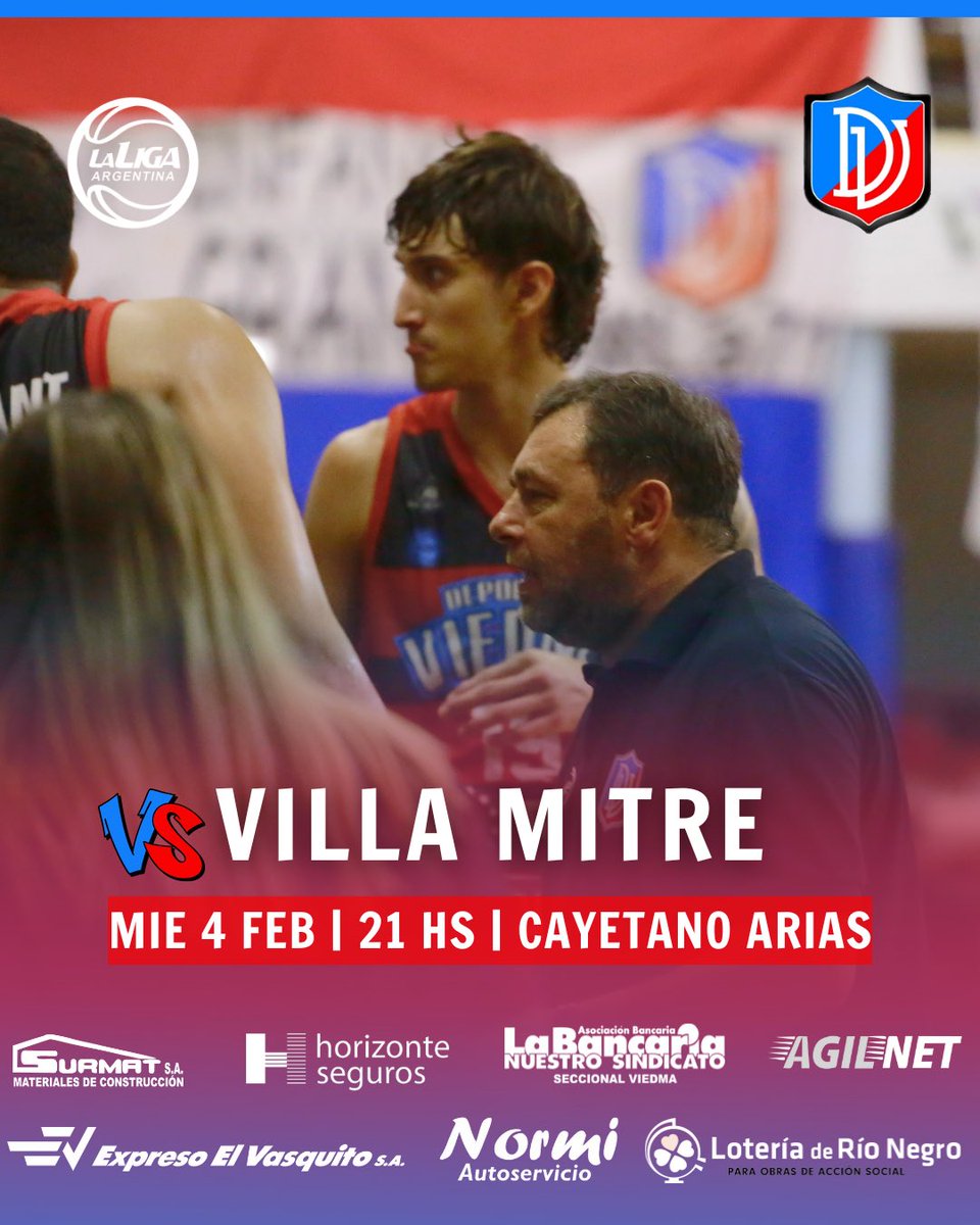 DepoViedmaOK's tweet image. #LaLigaArgentina 🏀 ¡MAÑANA J𝘂𝗲𝗴𝗮 𝗩𝗶𝗲𝗱𝗺𝗮! 💪

🏀 #LaLigaArgentina - Fecha 19
🗓️ Miércoles 4 de febrero
⏰ 21 hs
🆚 Villa Mitre (Bahía Blanca)
🏟️ Cayetano Arias
⏯️ Vivo por #Basquetpass
📊 App de la CABB

¡Todos al Poli! 🙌

¡Dale Viedma! 🖤💙❤️