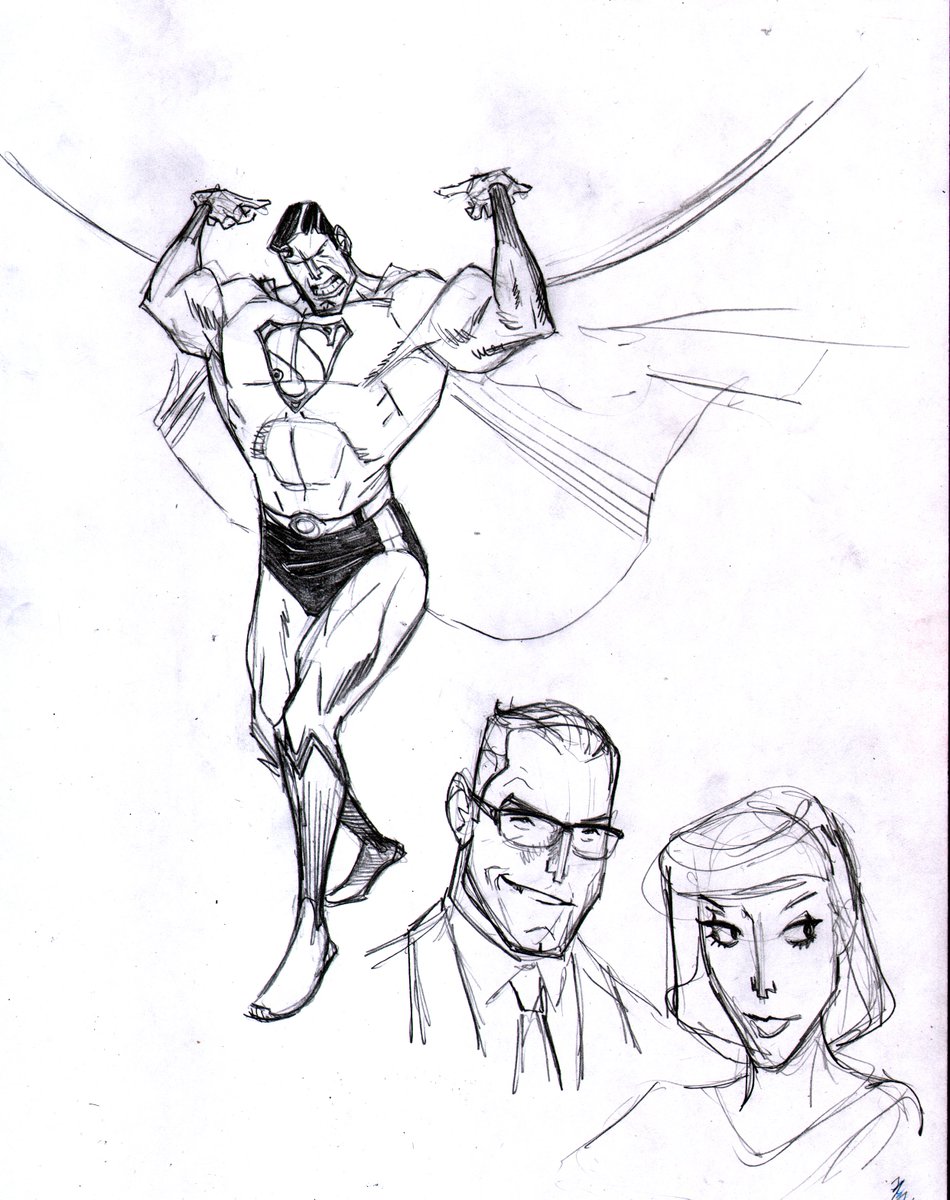 dwamsart's tweet photo. Usually on the phone doodling yet another new #Superman design.  Some times it's #Batman or #Spiderman.  It depends. https://t.co/8ZXwSopUWJ