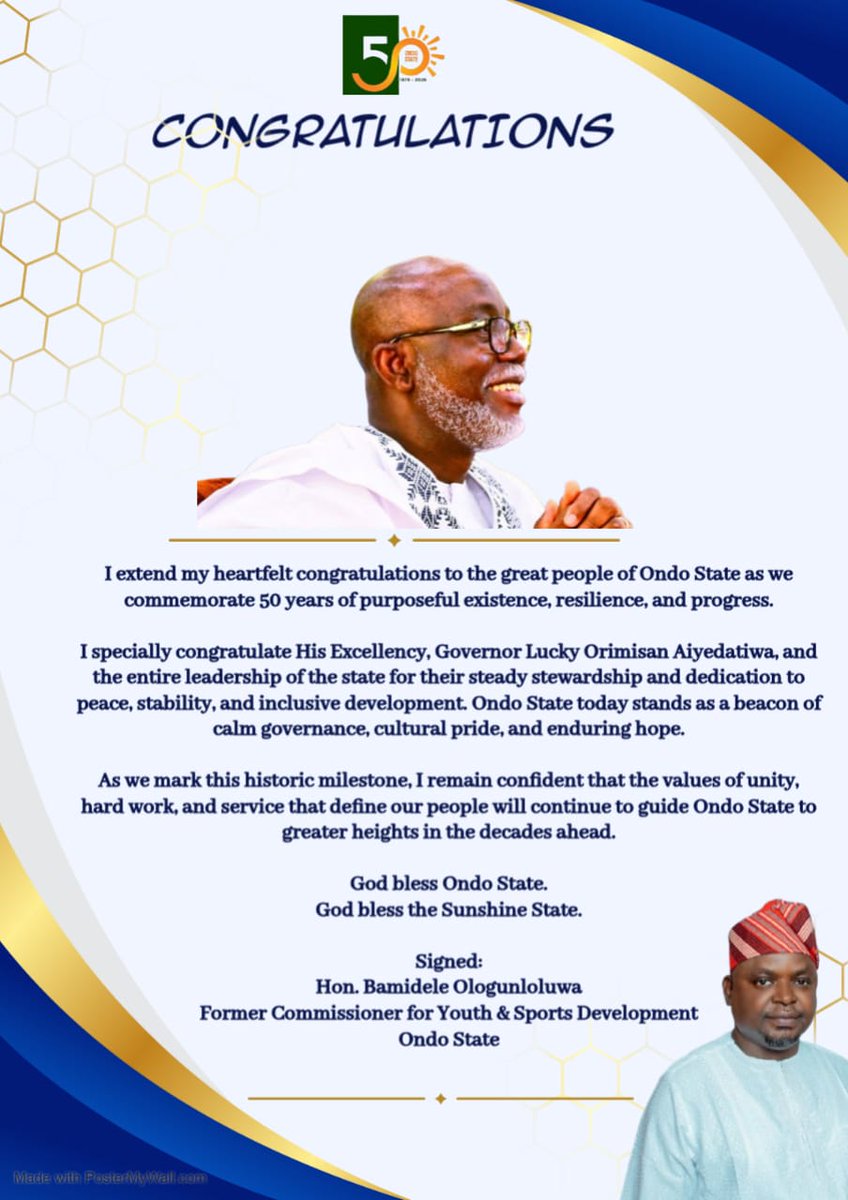 Happy 50th Anniversary your Excellency , Governor <a href="/LuckyAiyedatiwa/">Lucky Orimisan Aiyedatiwa</a>