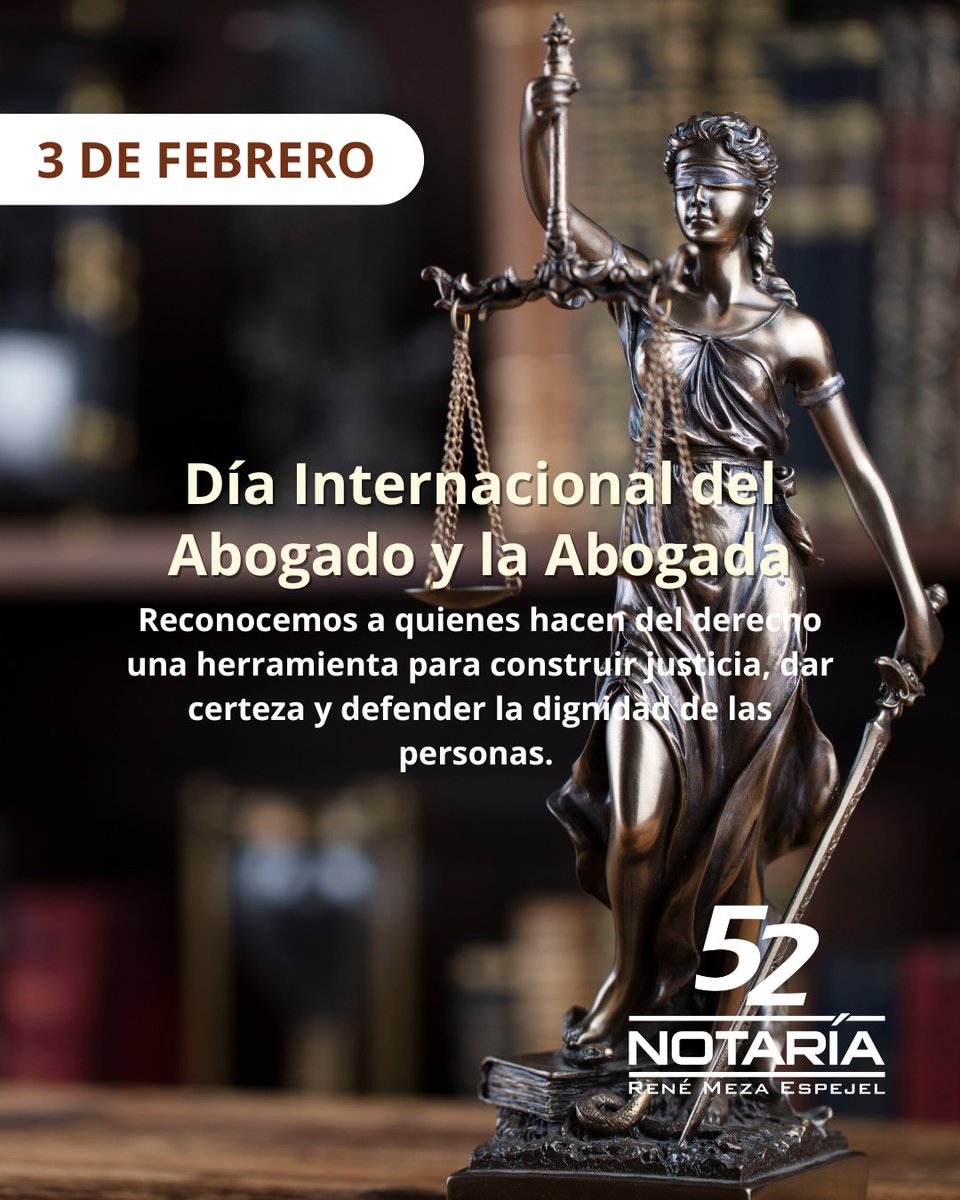 Notaria52's tweet image. Feliz Día Internacional del Abogado a quienes protegen derechos, construyen acuerdos y dan certeza en cada paso. 👩‍⚖️👨‍⚖️

#Notaría52Puebla #Notaría52 #Notaría