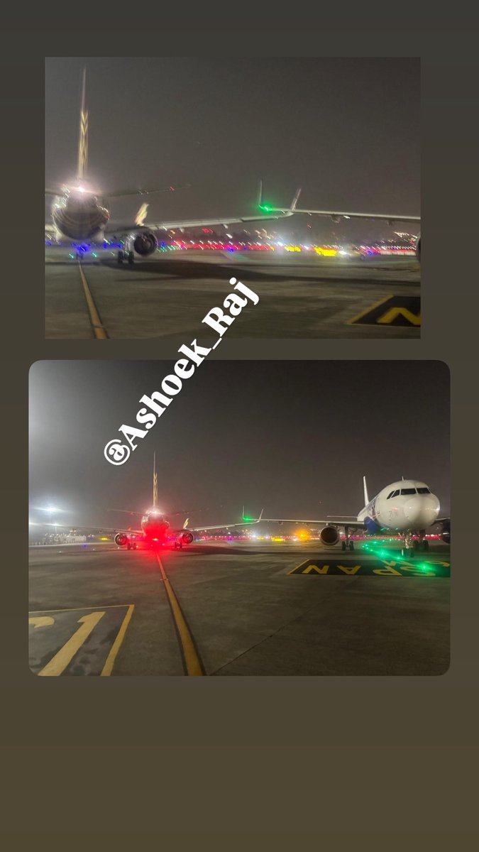 Ashoke_Raj's tweet photo. First pics of the collision between Air India and IndiGo at Mumbai Airport. #avgeek https://t.co/a1gsaabq42