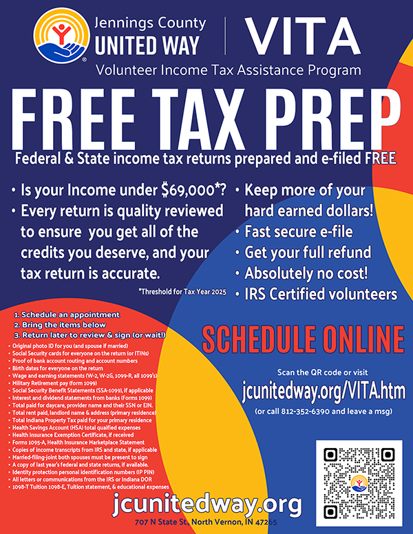 JCUnitedWay's tweet photo. Get your taxes prepared and e-filed absolutely free. Volunteers are IRS certified and every return is quality reviewed to ensure accuracy. Our volunteers are to to the minute on tax changes, like no tax on tips or overtime, senior deductions &amp; more! Appointments available today. https://t.co/m09ZKu0Zo1