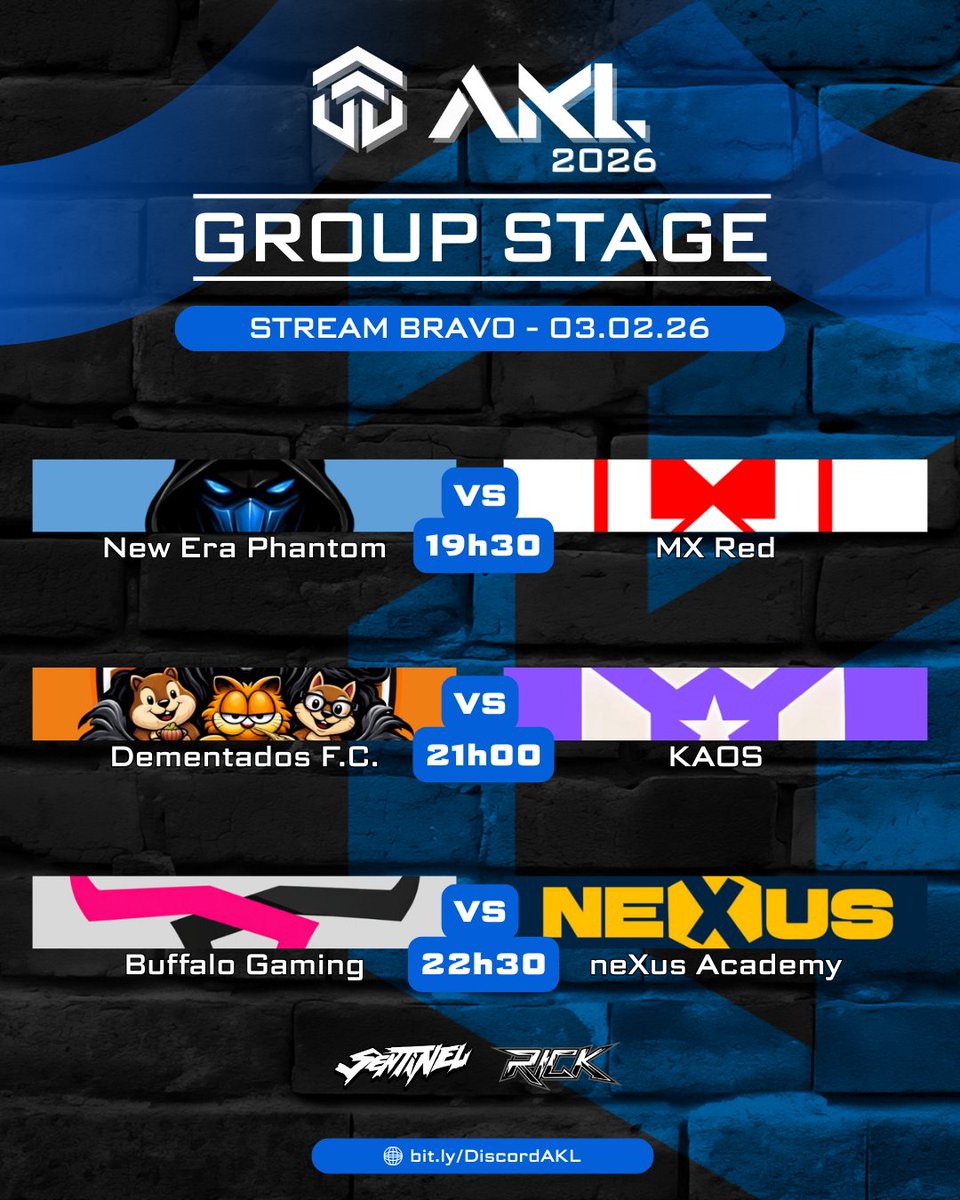 E hoje começa o GroupStage ! São 6 confrontos para iniciarmos os trabalhos e você pode acompanhar todos ao vivo pelo Youtube !

Não se esqueça de se inscrever no canal da AKL e deixar seu like !