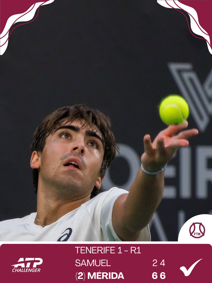 ✅  Dani Mérida comienza con fuerza en el Challenger de Tenerife 1.
💪  El joven madrileño parte como segundo cabeza de serie esta semana en el torneo canario.