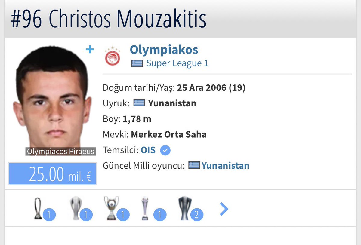 🇬🇷Christos Mouzakitis tarzı oyuncular tam Beşiktaş’a göre.
Genç, dinamik, topu ileri taşıyan ve gelişime açık.

Artık “ismi büyük, yaşı geçmiş” transferler değil;geleceğe yatırım yapacak futbolcular lazım.

Beşiktaş aklı varsa Mouzakitis gibi profillere yönelir.