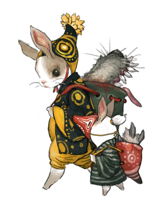 The mother rabbit and a son rabbit 엄마 토끼와 아들 토끼 photoshop #tahra #tahraart