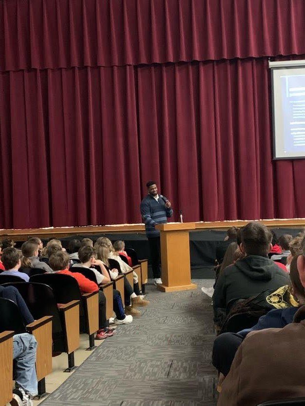Thank you to <a href="/patrickomameh/">Patrick Omameh Jr.</a> who spoke with students about the importance of resiliency, grit, and perseverance. Mr. Omameh shared powerful personal experiences and messages that truly resonated—students were engaged, attentive, and inspired throughout his visit.