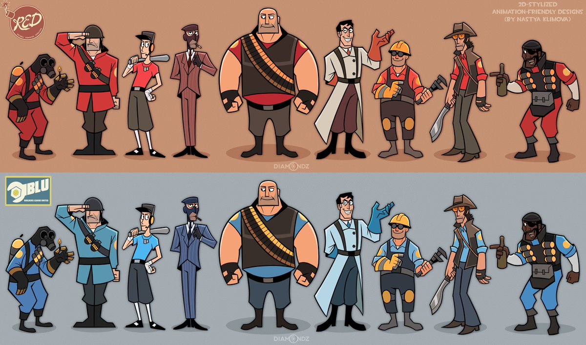 My animation-friendly Team Fortress 2 mercs designs!