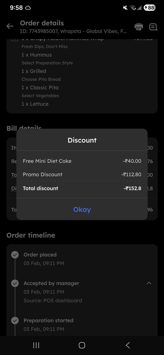 ZenKobane's tweet photo. Latest scam by the worst company of India @zomatocare @deepigoyal

Running offers which were never approved by us, &amp; those offers dont even show up in the zomato dashboard

So:

1. No way to stop them
2. No way to know what offers are running unless you check each bill for fraus https://t.co/BwRLs9re7h