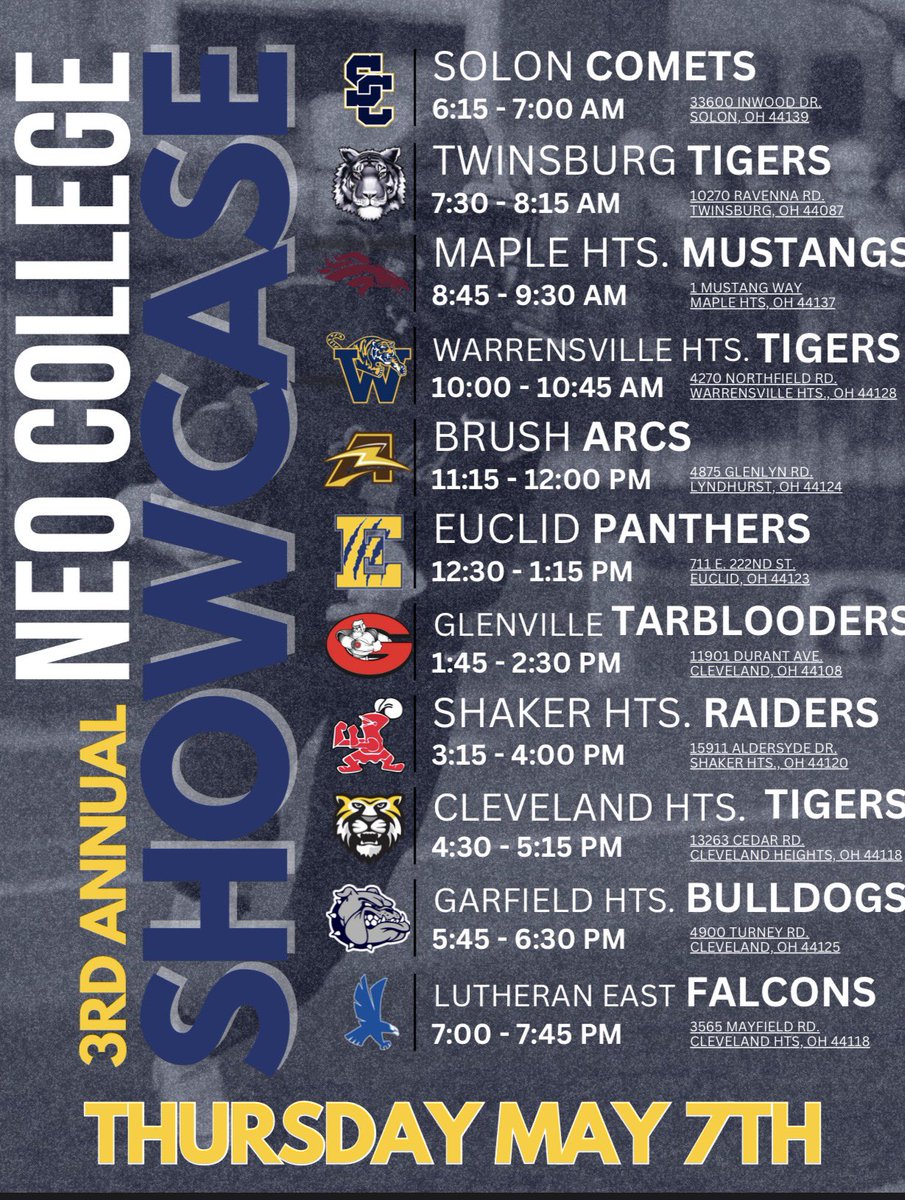 CoachCreel's tweet photo. Colleges &amp; Universities the Date is set May 7th for our 3rd Annual NEO Showcase….come see the talent!!!! @EUCFOOTBALL @Mark__Porter @Bryan_Ault https://t.co/H7QO7kLpOB