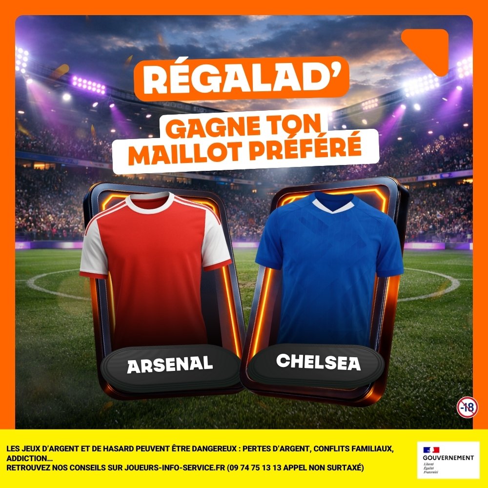 Jeu concours REGALAD'🏆 

Qui veut repartir avec le maillot de son club préféré ? 😏

Pour participer 👇
1️⃣ Donne ton ID Betsson
2️⃣ Balance ton prono en comm' avant 21h00 ⏰
⚽ London is red… or blue ? 👀

À toi de jouer 👇

#EFLCup