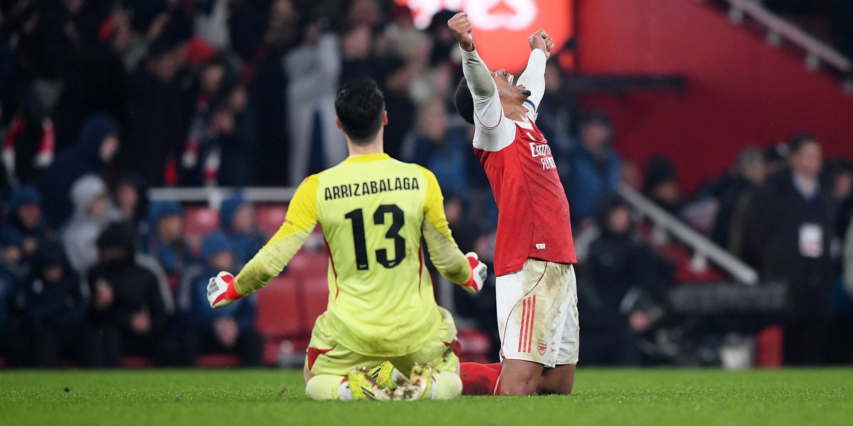 premierleague's tweet image. Kai Havertz sends @Arsenal to Wembley! 🙌

His 97th minute goal seals a 1-0 win on the night, and a  4-2 win on aggregate in the EFL Cup semi-final against @ChelseaFC to reach the final