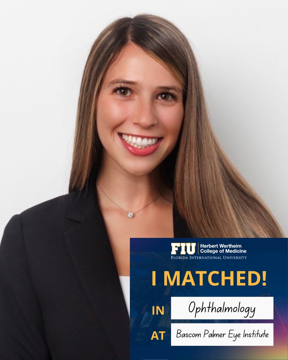 FIUMedicine's tweet image. Our future doctors are crushing it! We’re proud to celebrate three early residency matches in some of the most competitive specialties in medicine-- #ophthalmology &amp;amp; #urology! 🎉 .
#FIUMed #EarlyMatch #MedSchool