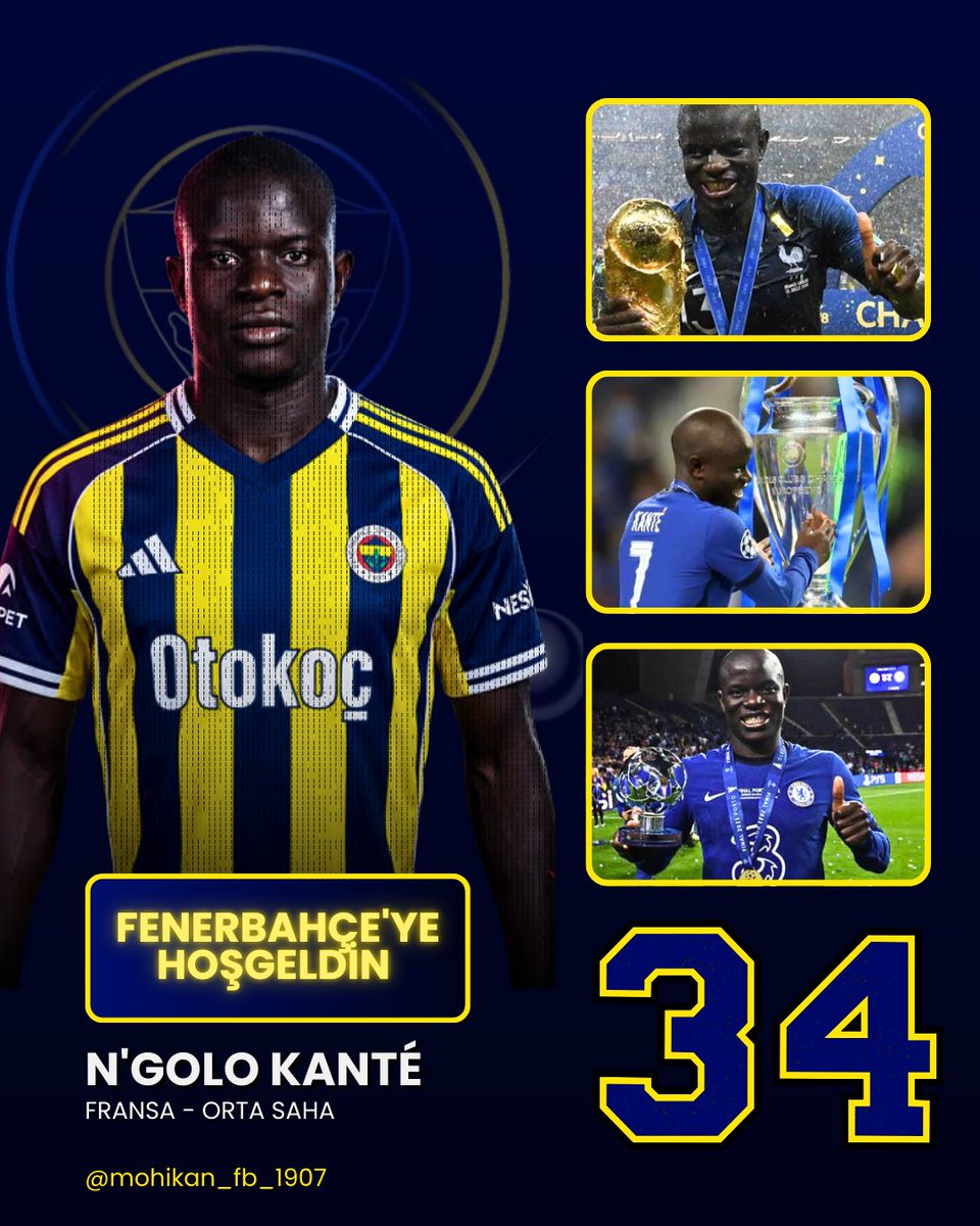 🔥 TRANSFER | N'Golo Kanté, Fenerbahçe'de ✔️

#fenerbahçe 💛💙 | #kante ✍️