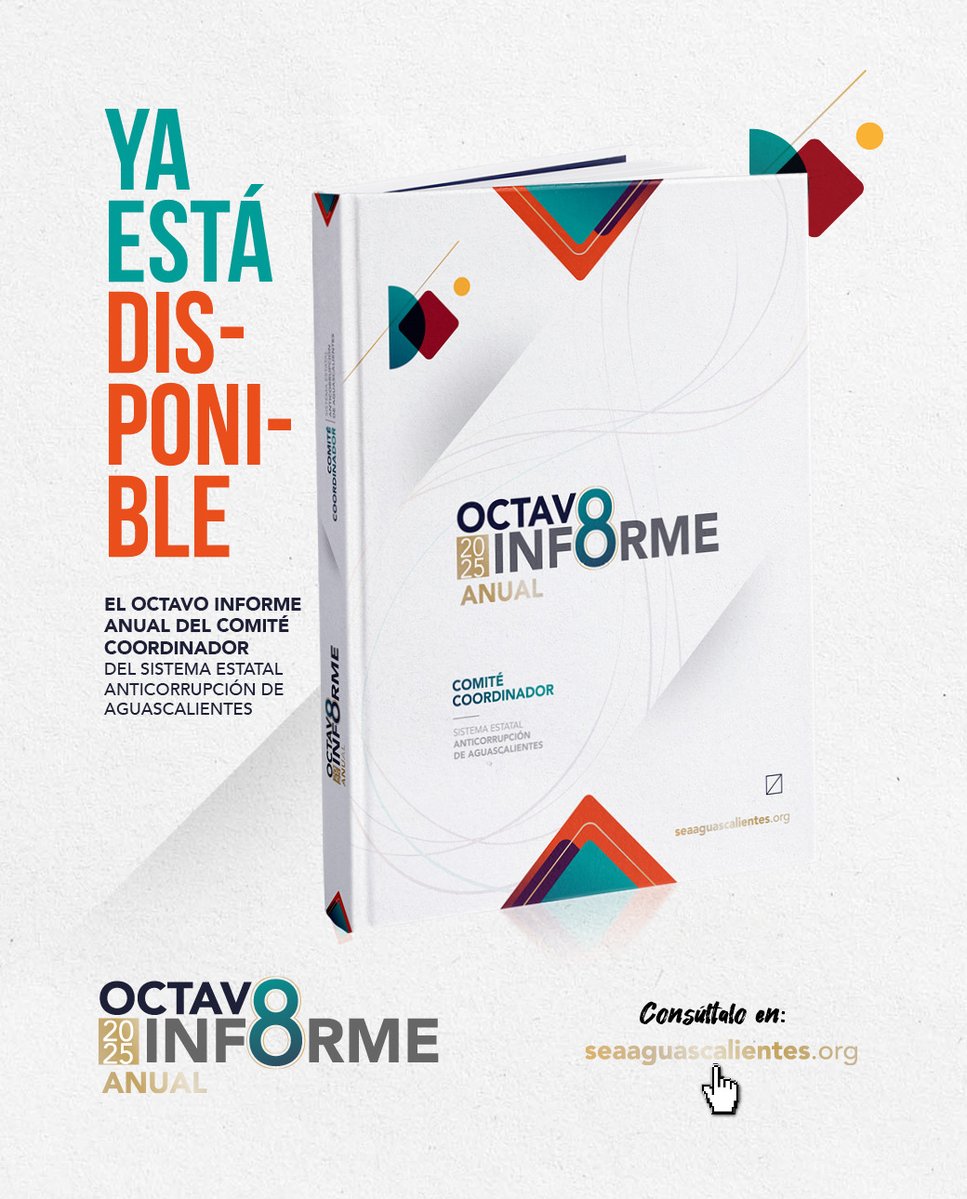📕¡Ya está Disponible!

Consulta el 8vo Informe Anual del Comité Coordinador

Disponible en:
seaaguascalientes.org/documentos/cc_…

Toda la información en materia de Anticorrupción en Aguascalientes.
Descárgalo hoy mismo.