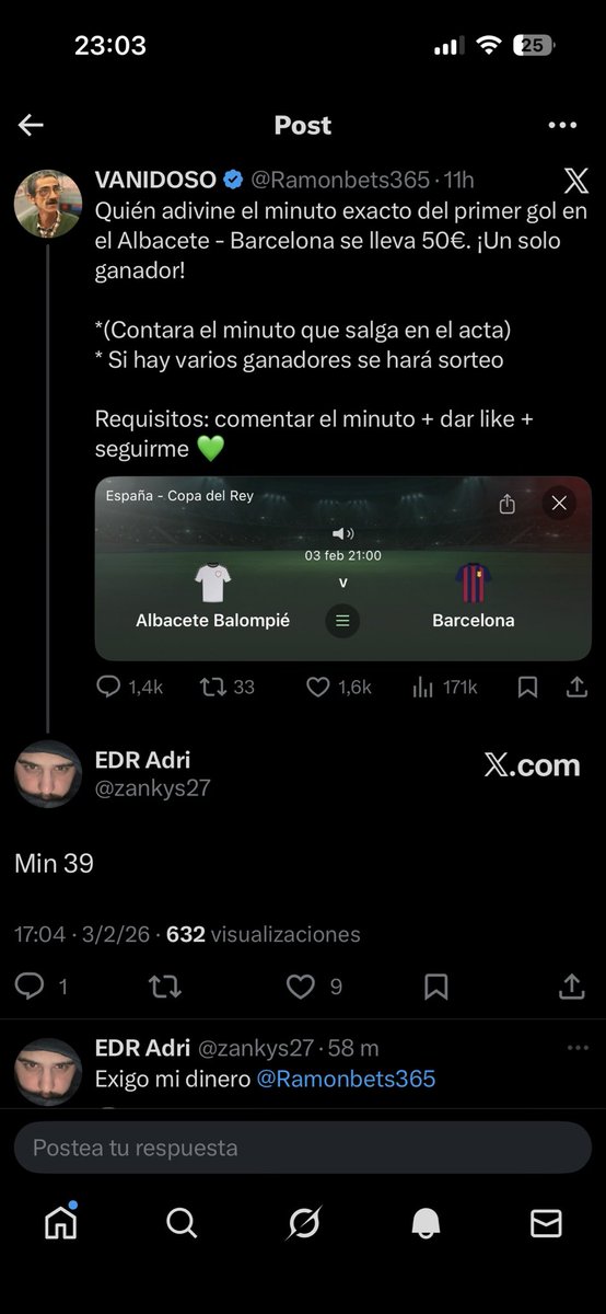 zankys27's tweet photo. @Ramonbets365 Hola buenas noches paso por mis dineros https://t.co/fQ5Gn3rmrd
