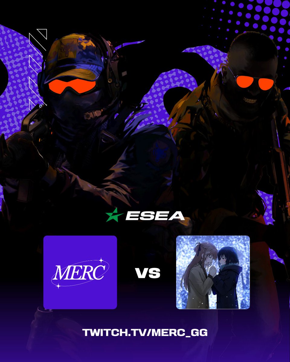 [#MERCCS2]

The squad plays against Girl Kissers tonight in ESEA Advanced. 

Of course, commentated by your favorite caster: <a href="/ynoTCS2/">ynoT</a> 

Pop in over at twitch.tv/merc_gg

GO GO GO!