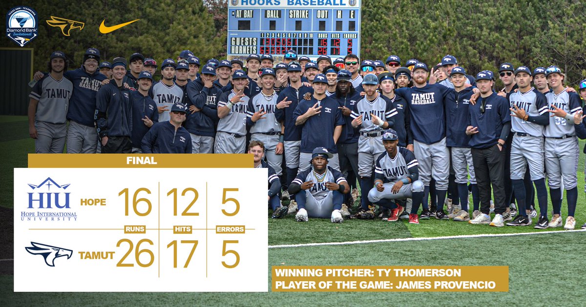 tamut_baseball's tweet photo. The Eagles take down No.4 Hope International University by run rule to end the Diamond Bank Invitational. 

🦅🦅🦅 https://t.co/THbhnPnAER