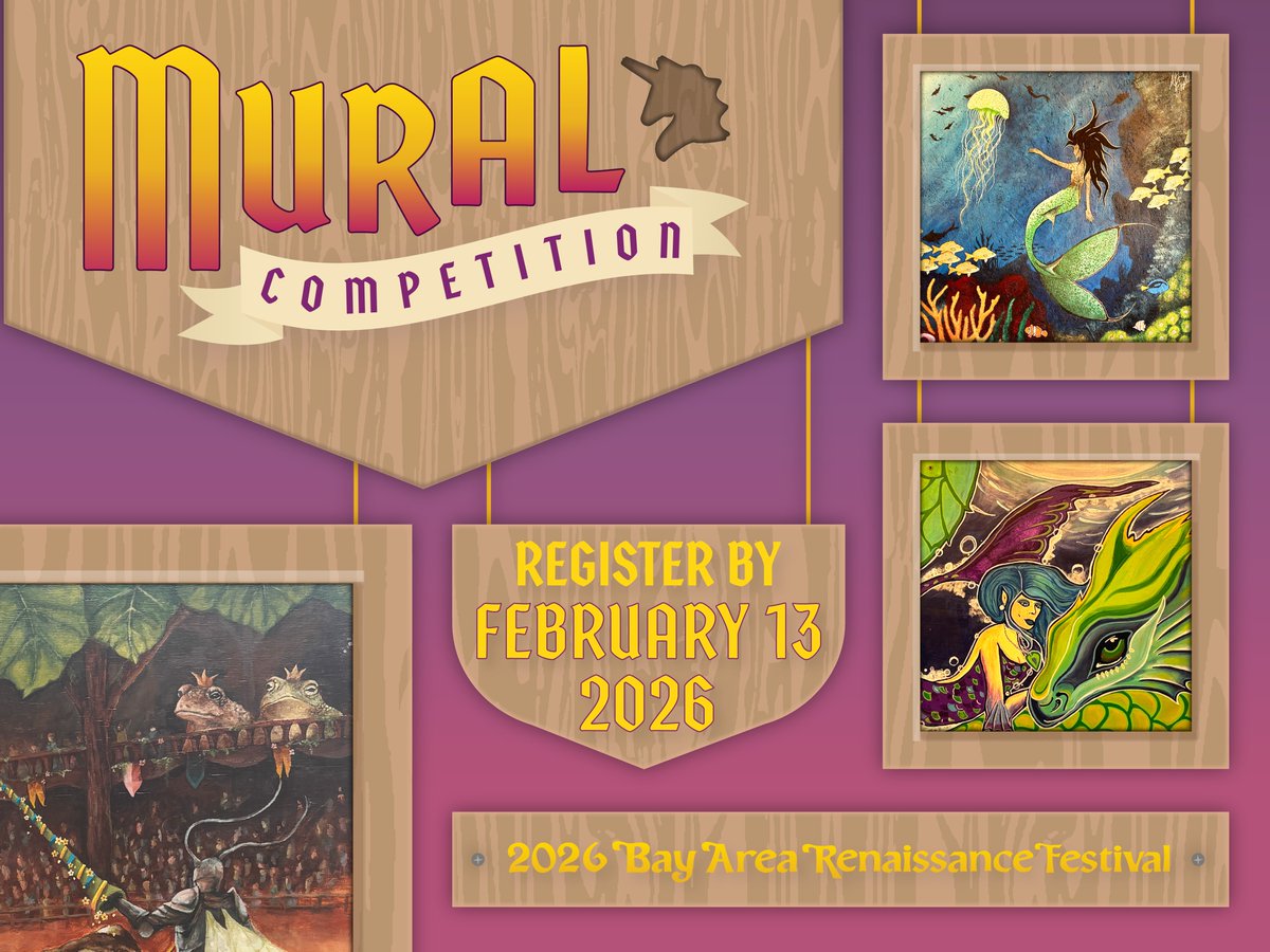 🎨 Join the Mural Competition Feb. 14-15! Bring the theme of Royal to life. Register by Feb. 13, submit murals during opening weekend. Each artist gets 4 free tickets. Details: bayarearenfest.com/contests 

#BayAreaRenaissance #RenaissanceFestival #ExploreBayArea #LoveFL #Huzzah