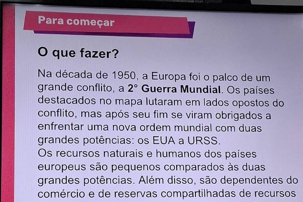 cortezpsol's tweet image. Esse é o material de Geografia em São Paulo: ensinando que a 2ª Guerra Mundial, que terminou em 1945, aconteceu na década de 1950.

Pior: esse material "didático" custou 29 MILHÕES DE REAIS.

Vamos pedir ao Tribunal de Contas a responsabilização de Tarcísio e Feder por esse…