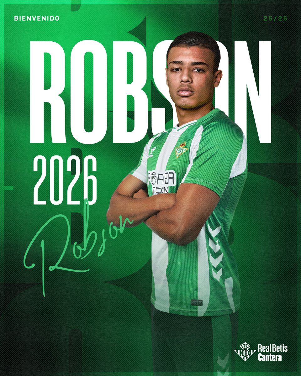 📣 OFICIAL | Robson Fernandes, nueva incorporación para el #BetisDeportivo 🖊️😃

¡Bienvenido a tu nueva casa, Robson! 💪💚

➡️ realbetisbalompie.es/noticias/Cante…

#CanteraBetis