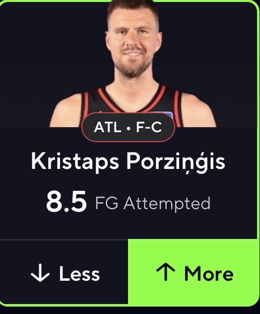oglahdel's tweet photo. NBA POTD 🏀 🔐 

Kristaps Portzings “O” 8.5 FGA 🌟 

(23-2) Record 🔥 💰

LIKE &amp; RT FOR OTHERS TO SEE🪬

#GamblingX #PrizePicks #NBA #POTD #Lahdel https://t.co/vB0GThYN29