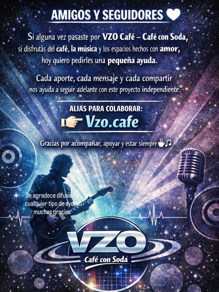 Me escribe una seguidora para contarme de Vzo ‘café con Soda’ un café de La Plata con temática Soda Stereo que yo niii conocía ni sabía su existencia y está por cerrar. Tienen abierta esta colecta 🙏 ojalá logremos juntar suficiente porque me encantaría ir a conocerlo ¡Gracias!