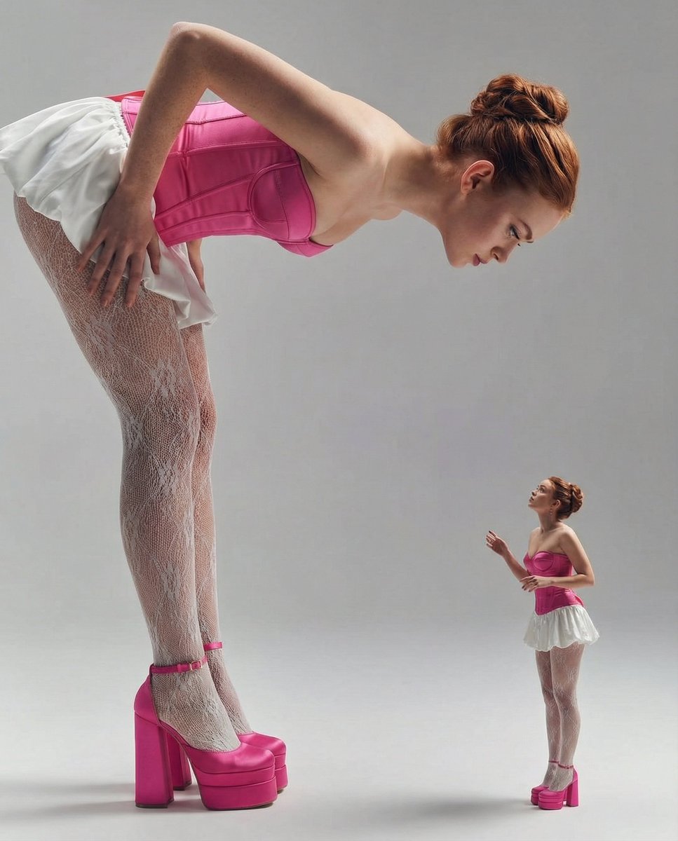 manolyaai's tweet image. Would you like one little one from you too? 😀

Ana De Armas, Sydney Sweeney, Sadie Sink

Nano Banana Pro:

{
  "aesthetic_theme": "Modern Pin-up / Giantess Surrealism / Doll-core",
  "colors": {
    "primary_palette": [
      { "color": "Barbie Pink / Fuchsia", "usage": "Satin