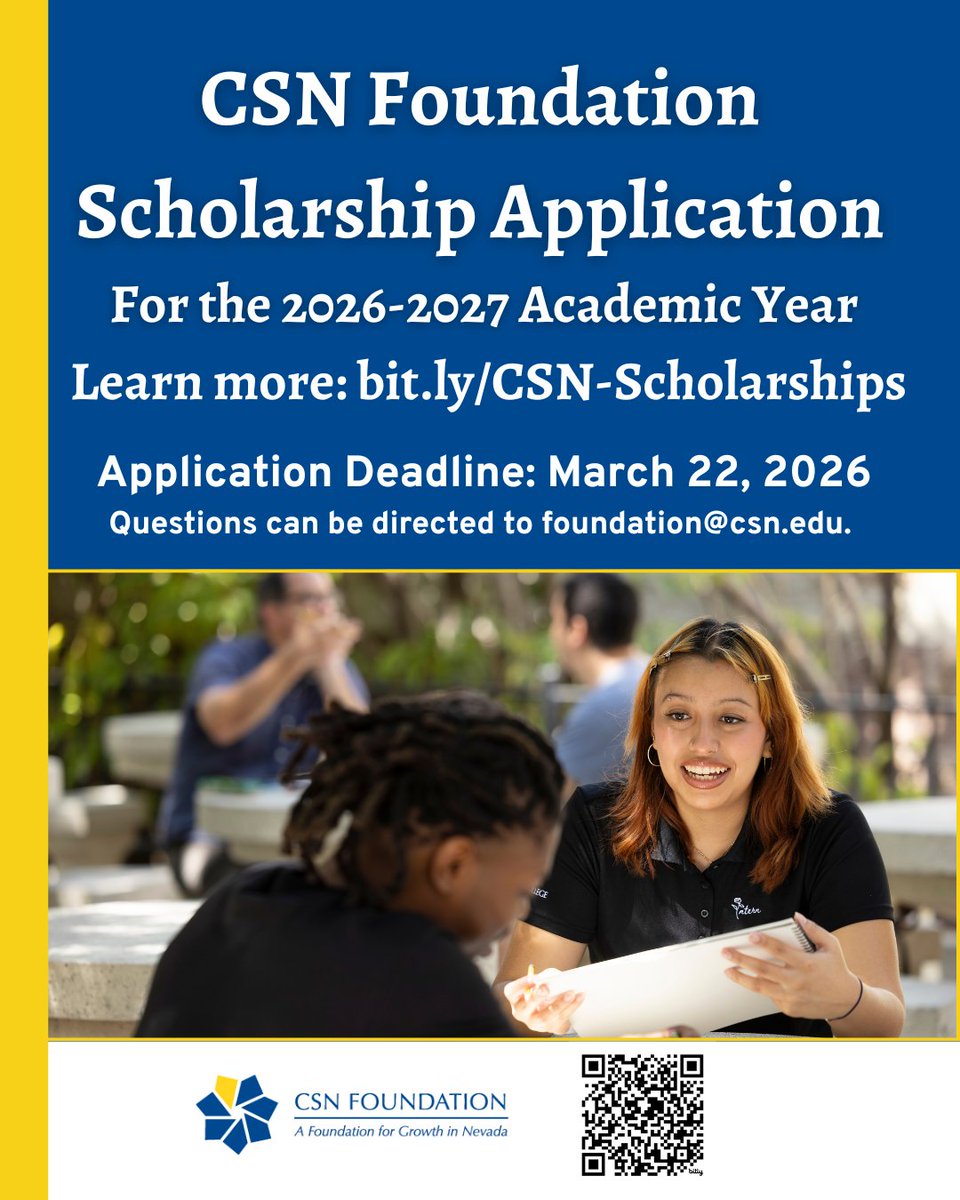 CSNFoundation's tweet photo. Visit the CSN Foundation scholarship page to learn more about scholarship opportunities, how to apply, FAQ, and tips for applying!

Learn about the scholarship opportunities available through the CSNF General Scholarship Application: https://t.co/1PqJgM7w5x https://t.co/6vLJg3smJ2
