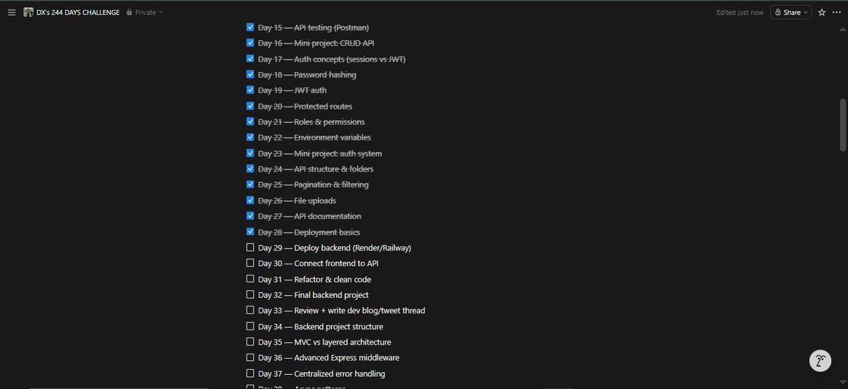 dxbolaji's tweet photo. Day 34/244๐ฆ-- Deployment basics
Deployment isnโt magic.
Itโs your API running on someone elseโs computer, 24/7.
If it works locally and you respect env vars,
production is just execution โ not reinvention.
#DXChallenge #BuildInPublic #BangerBoysinTech https://t.co/zG3b5Pt3Co