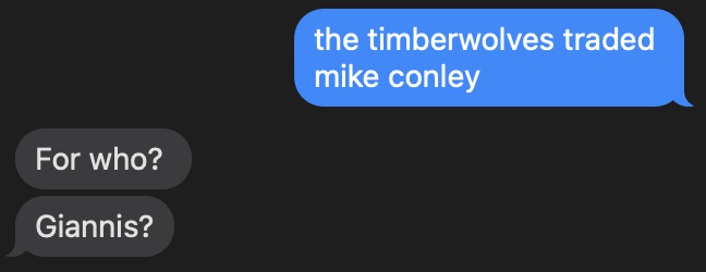 twolvestalk32's tweet image. Updated my girl on the Wolves. This is the kind of respect Mike Conley got in this state.