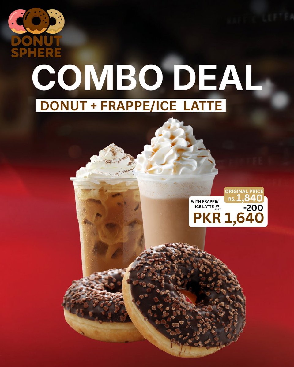 DonutSpher's tweet image. The Combo Deal 🍩☕

The Ultimate Power Couple! Caption: Stop choosing between your caffeine fix and your sugar cravings. 

📍 Based in Karachi

📞 WhatsApp Now: 0325 3222410

#DonutSphere #ComboDeal #CoffeeLovers #DonutTime #SweetTreats #FoodieSavings #FrappeLife #IceLatte