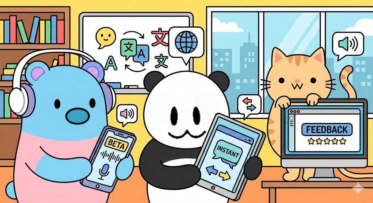 pandapipandapi's tweet photo. 翻訳アプリも進化中！使いこなせるかは自分次第💡🌍
・instant: 即座の、リアルタイムの
・beta: ベータ版 
・feature: 機能
・feedback: フィードバック
#オンライン英会話 #ネイティブキャンプ #デイリーニュース
Google Translate Changing Language Learning https://t.co/nexsMSnTpB https://t.co/eeOD6XXpP3