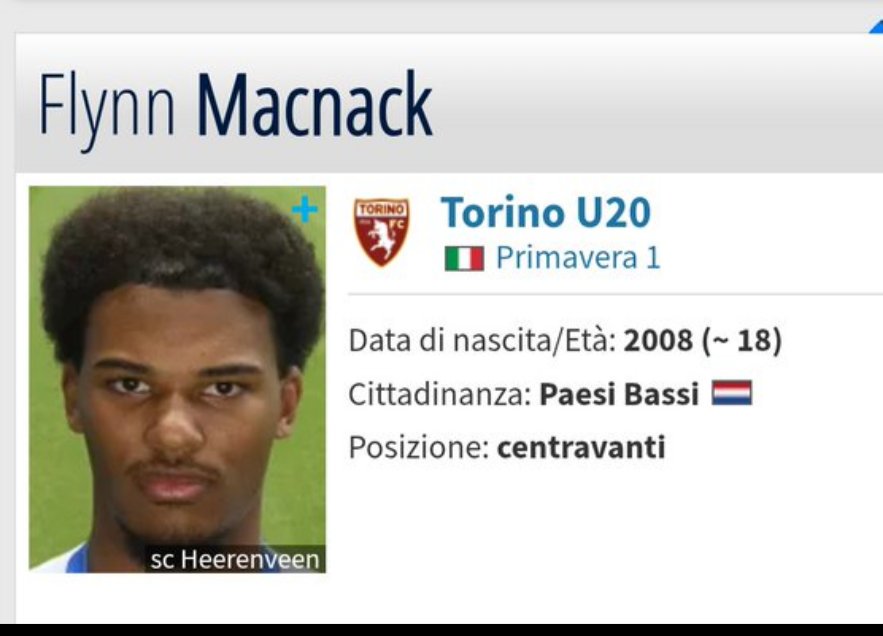 AndreaElToro's tweet image. Ecco Macnack, punta centrale 
classe 2008 🇳🇱🇸🇷.
Nell' Under 17 del Heerenveen ha realizzato 12 reti in 10 partite.
È stato acquistato a titolo definitivo dal @TorinoFC_1906 .
#torinofc
#toro
#sft
#fvcg
#macnack