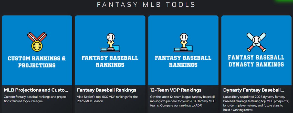 📈📉⚾️ 
Top 500 fantasy baseball rankings have been updated: ftnfantasy.com/fantasy/mlb/vd…

All rankings here (custom, roto, best ball, dynasty): ftnfantasy.com/fantasy/mlb/to…