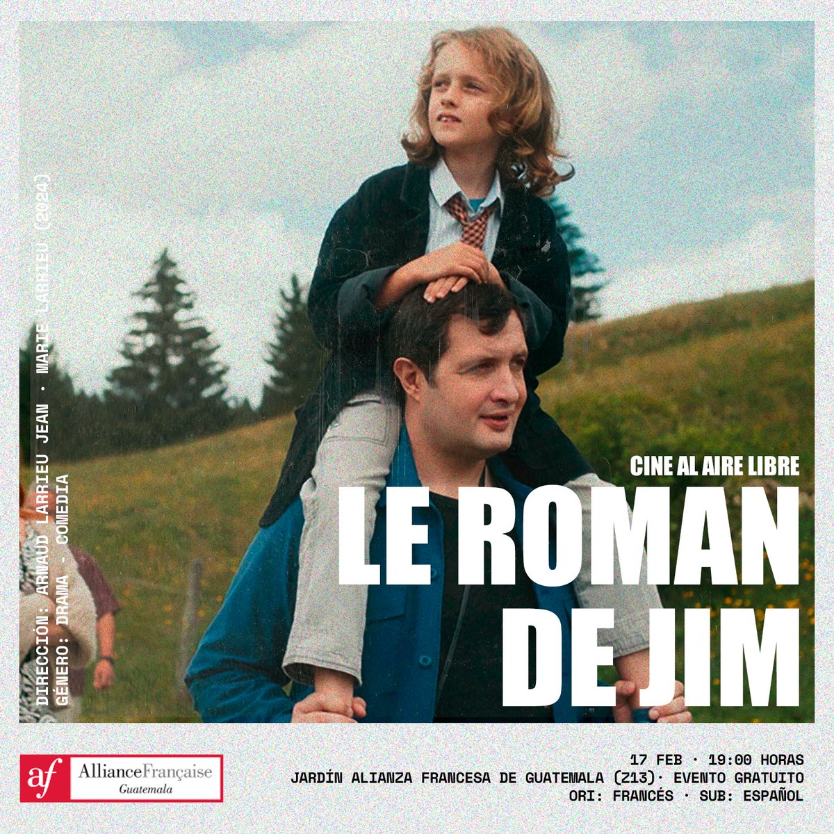 🥹🎥"Le Roman de Jim", una conmovedora historia sobre el amor incondicional, los lazos familiares y el paso del tiempo. Descubrela a través de los ojos de un hombre que decidió ser su padre, incluso cuando la biología decía lo contrario 🎞️🎬

🎫 Evento gratuito
📆 17 Feb | 19h00