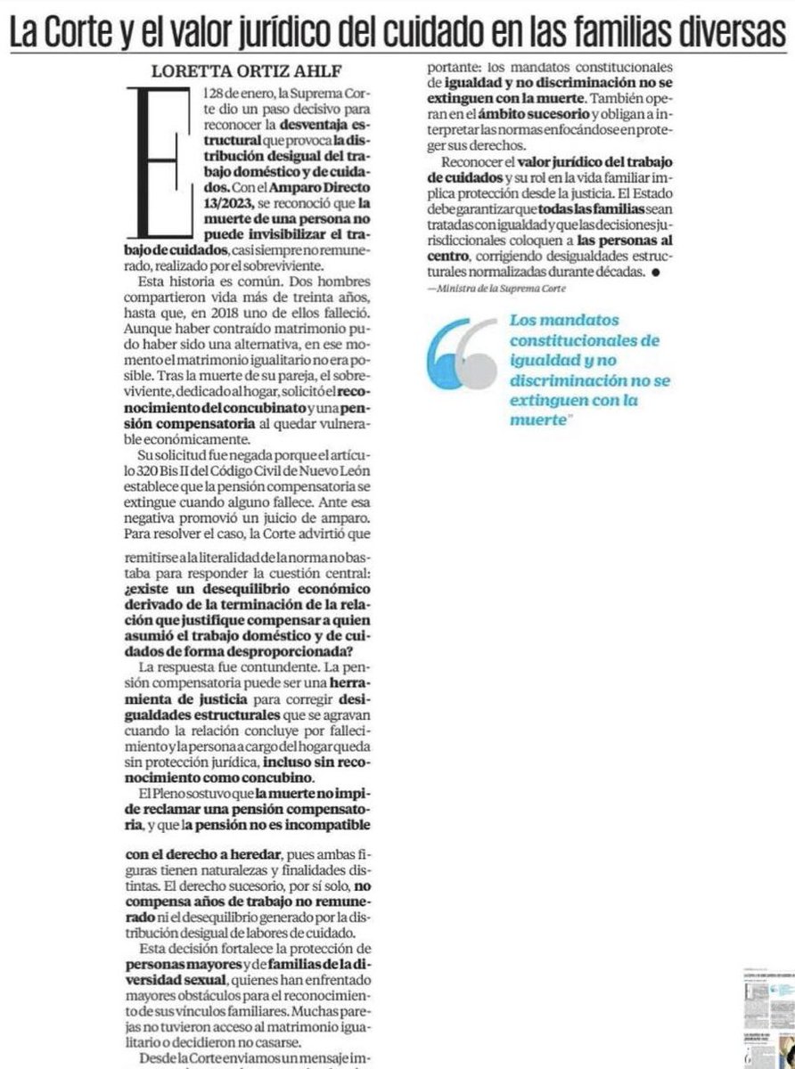 La sentencia que hoy explica la Ministra <a href="/lorettaortiza/">Loretta Ortiz Ahlf</a> no solo corrige una laguna jurídica. Confronta una desigualdad histórica. 

El criterio beneficia tanto a parejas heterosexuales como homosexuales, pero surge de una realidad bien documentada: las familias diversas han