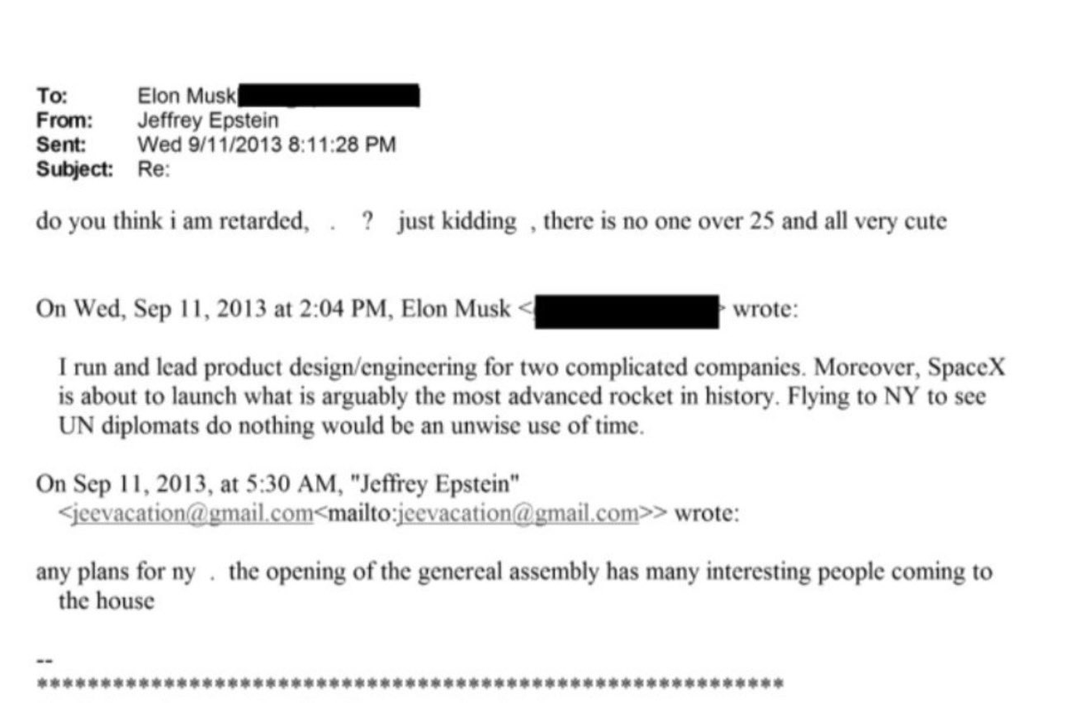 FilesUnsealed's tweet photo. This email exchange between Elon and Jeffrey Epstein is hilarious https://t.co/zxbEv8bDWc