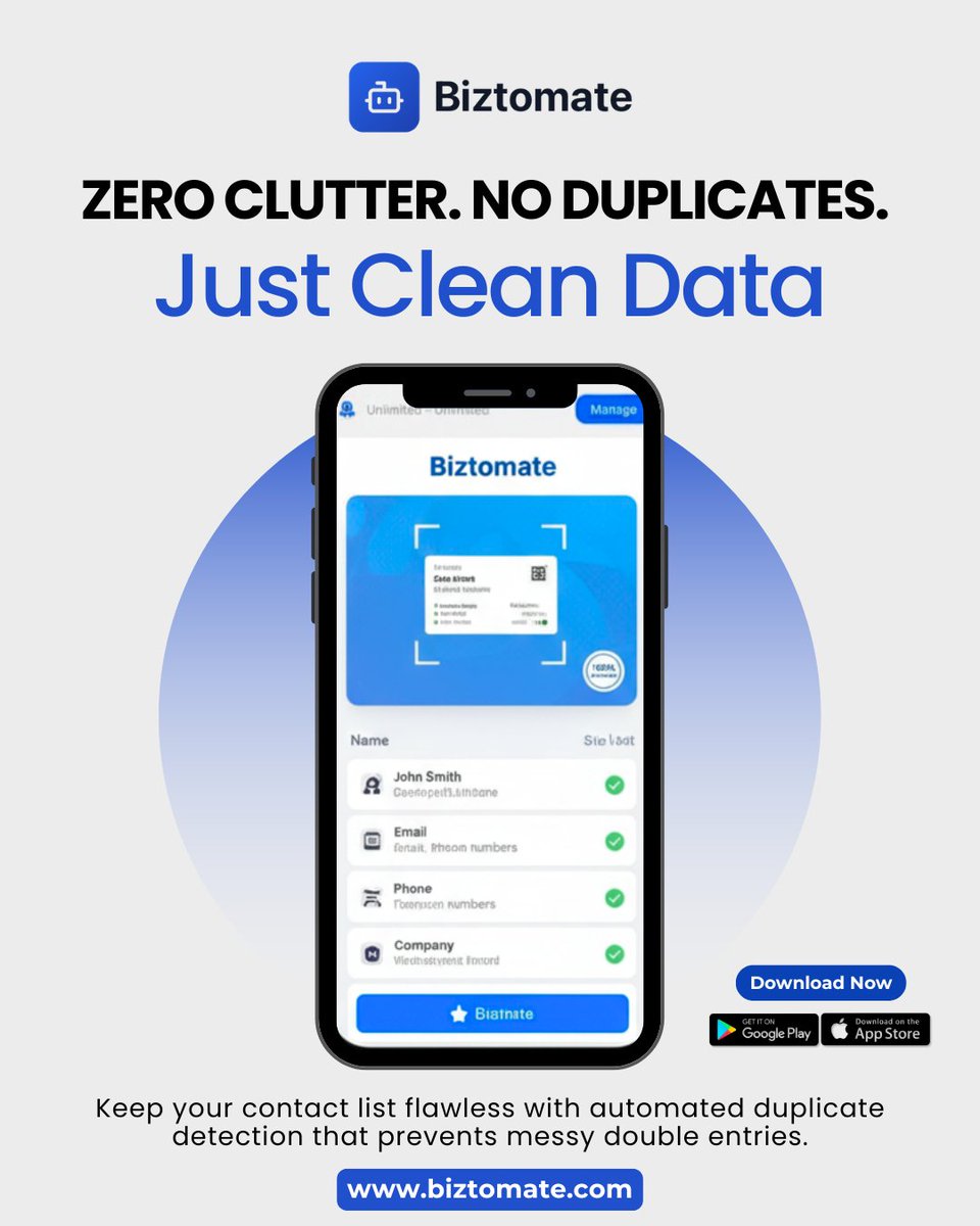 biztomate's tweet photo. Keep your network clean and professional—Download Biztomate now!
#Biztomate #SmartOrganizing #NetworkingPro #EfficiencyTools #CleanData #BusinessAutomation #DigitalNetwork #TechInnovation https://t.co/FfpbCpSXj6
