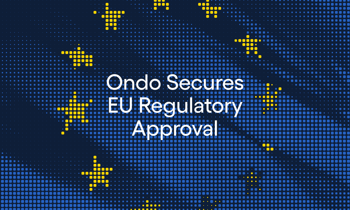 In a landmark first, Ondo has received EU regulatory approval to list the first round of Ondo tokenized stocks and ETFs.

500 million investors across 30 markets in the EU and EEA can now access Ondo tokenized stocks and ETFs, including:

✅ GOOGLon
✅ AMZNon
✅ NVDAon
✅ CRCLon