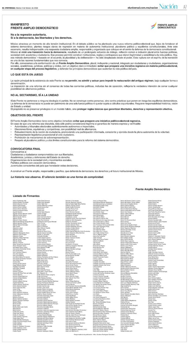 ¡Todos contra la regresión autoritaria antidemocrática!

#FrenteAmplioDemocrático