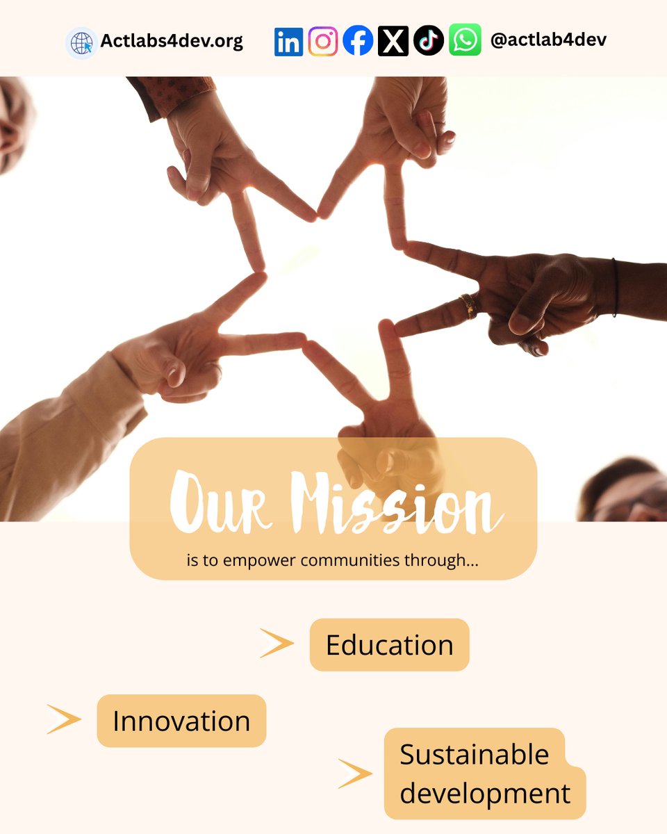 Empowering communities through education 📚, innovation 💡, and sustainable development 🌱
Together at ACTLAB, we build pathways for long-lasting impact 
#ActLabForDevelopment #ActLab4Dev #2030Agenda #LeaveNoOneBehind #SkillsForTheFuture