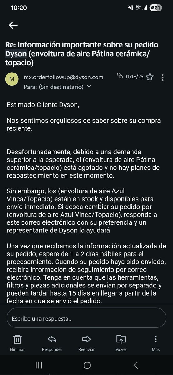 aitellez's tweet photo. Esto es inaceptable. Solicito solución inmediata y un compromiso de fecha, o la intervención de @Profeco @AtencionProfeco @Dyson @DysonMexico https://t.co/J4c7XV3are