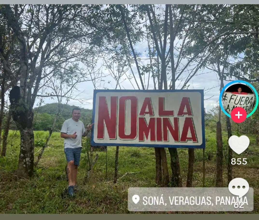 este es el verdadero letrero que esta a la entrada de soná, no el que puso la perica loca, si tratan de engañar asi, también  con lo que dicen de " minería Responsable"