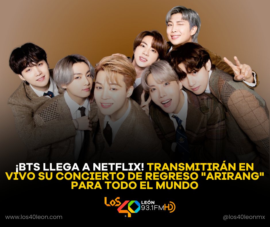 ¡Preparen el #lightstick y el internet de alta velocidad! El regreso más esperado de la década ya tiene fecha y plataforma oficial. Si no alcanzaste boleto para su gira (o sigues ahorrando), ¡#Netflix acaba de salvarte la vida!🎤💜
los40leon.com/post/bts-llega…
