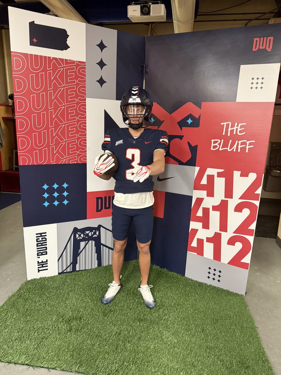 Excited to announce that I am 100% commited to Duquesne University! 
<a href="/DuqFB/">Duquesne Football</a> <a href="/CoachSchmittDU/">Jerry Schmitt</a> <a href="/Duq_CoachMack/">Garrett Mack</a> <a href="/DannyWelke/">Coach Danny Welke</a> <a href="/TylerPadezan/">Tyler Padezan</a> <a href="/CoachDoriaDuq/">Anthony Doria</a>