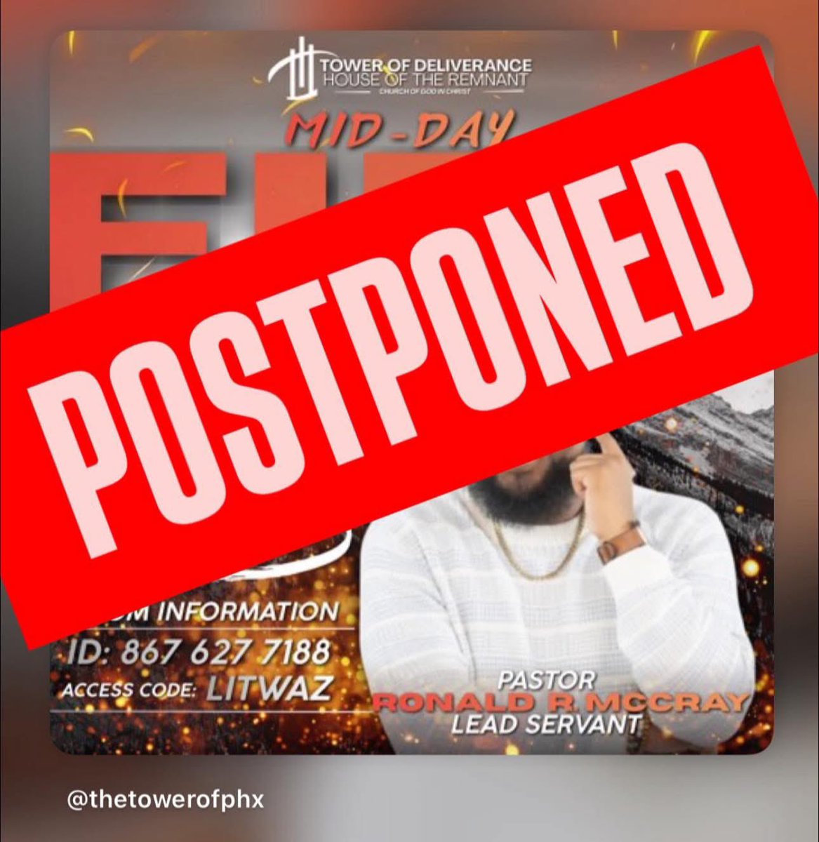 TheTowerofPHX's tweet photo. Take this moment to pray, reflect, and stay encouraged. We’ll be back together soon—stronger and expectant.
🔥🙏🏾
.
.
.
#TODCPHX #TODCSTRONG #MiddayFire #Prayer #PhoenixChurches #COGIC #TimeOfRefreshing https://t.co/kJlcYsYtVp