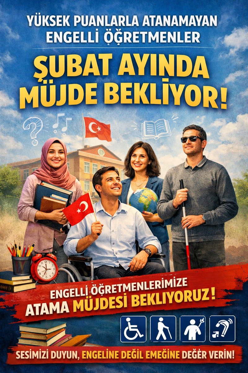 duyguzgn's tweet photo. Engelli öğretmenler çok yoruldu.😞 
Yıllardır beklemekten, umutlanıp hayal kırıklığı yaşamaktan, emeğinin karşılığını alamamaktan yoruldu.

Artık somut bir adım 
(👉duyuru, 
👉takvim) 
istiyoruz.

Daha fazla ertelemeden, daha fazla mağduriyet yaratmadan…

Şubat ataması, geride kalan engelli öğretmenler için son umut.

@RTErdogan @Yusuf__Tekin @dbdevletbahceli @oktay_saral @hasandogan @AYMBASKANLIGI @PrfDrFilizKilic @memetsimsek @tihek_kurumsal @_cevdetyilmaz

#EngelliÖğretmeneAtamaHak