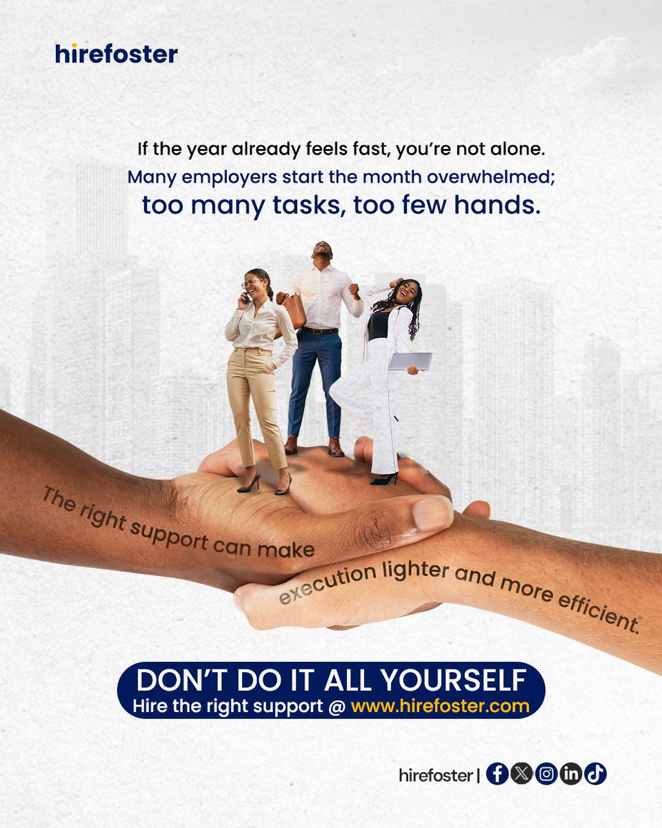 hirefoster's tweet image. A new month doesn’t have to mean more pressure. Sometimes it just means you need better hiring support.
Need reliable hands without long hiring stress?
Visit hirefoster.com to get started and hire talent fast.

#hirefosterbyzedi #fyp #SmartHiring #HiringSupport #FastHire