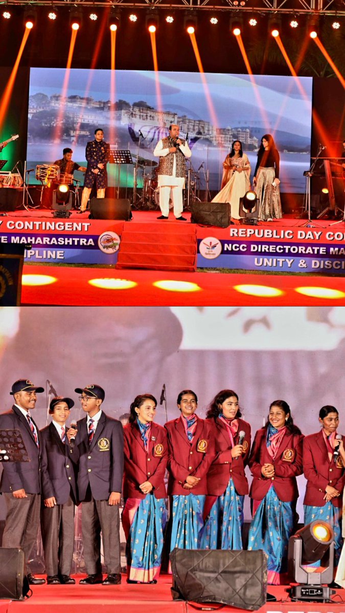 ncc_dte's tweet photo. ADG NCC Dte Maharashtra Hosts Vibrant Reception for RDC 26 Cadets at AOMI, Colaba

In a seamless transition from formal ceremonies to celebratory social events, ADG NCC Dte Maharashtra organized a lively reception at the AOMI, Colaba, to honor the cadets of the Republic Day Camp (RDC) 2026 contingent. The social evening captivated the cadets with dazzling lights, soulful music, and infectious melodies, shifting their focus from the disciplined Kartavya Path to the vibrant dance floor, where they grooved to the pulsating rhythms. Showcasing their multifaceted talents, the cadets commanded the stage as confident MCs, holding the audience spellbound with effortless elan. JUO Tanu Bhan, All India Best Cadet, and Cdt (Capt) Ruturaj Gaikwad, Bronze Medalist in the All India Best Cadet competition shared inspiring reminiscences of their journeys to the podium, their radiant personalities and poised self-expression earning thunderous applause from officers, ladies present, and ear-shattering cheers from their RDC peers.

Adding to the patriotic fervor, Shri Ameya Dabli and his team from Ekam Satt Foundation ignited the spirits with high-octane renditions of soul-stirring songs. Their melodies resonated deeply with the cadets, who joined them on stage for collaborative numbers and swayed enthusiastically to the beats. Maj Gen Vivek Tyagi and Mrs Manju Tyagi, along with fellow officers and ladies, mingled with the cadets, immersing themselves in the electrifying atmosphere. The ADG extended hearty congratulations to the RDC contingent for their stellar performance and exhorted the youth; future leaders of the nation to pursue excellence and glory in nation-building as India gallops towards Viksit Bharat @2047. On behalf of the Directorate, the General Officer expressed profound gratitude to Shri Ameya Dabli and his team for their energetic and melodious contribution. He also thanked other senior dignitaries who joined in celebrating our Yuva Shakti.

#NariShakti
#SashaktYuva
@vatsvirendra1 
@Tango78478590
@HQ_DG_NCC 
@adgpi
@DefPROMumbai
@ekamsatt2017
@dabliameya